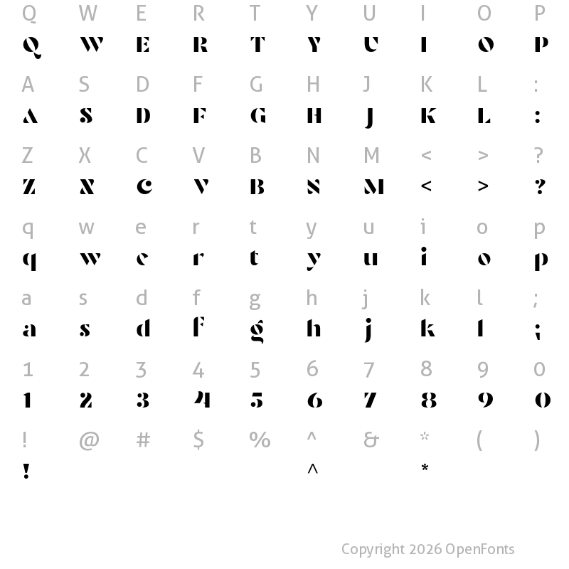 Character Map of Raginy Regular