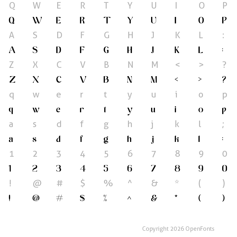 Character Map of Ragitha Regular