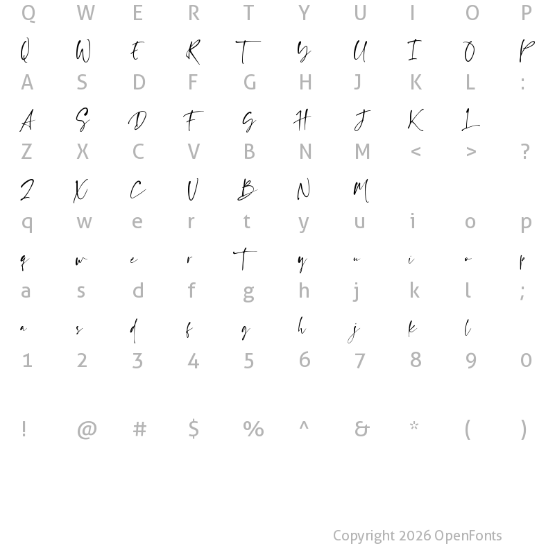 Character Map of Ragland Regular