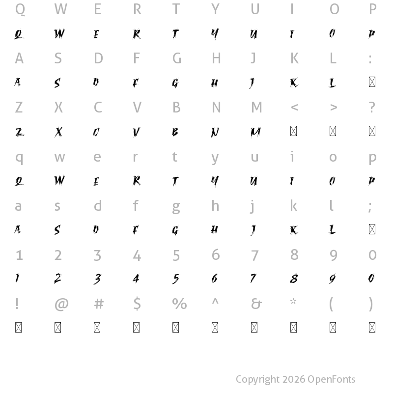 Character Map of Ragnar Brush DEMO Regular
