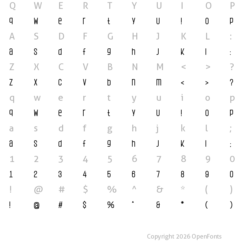 Character Map of Ragnear Display Regular