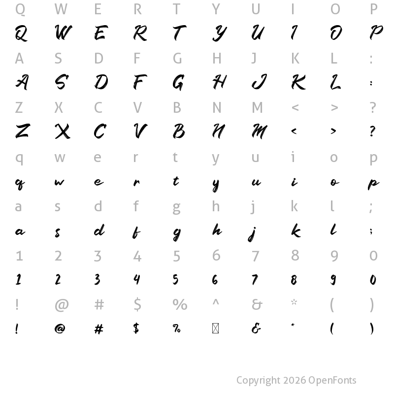 Character Map of Railly Regular