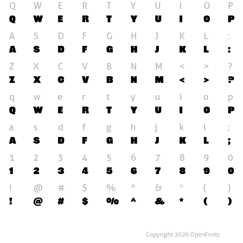 Character Map of Railroad Gothic ATF Black