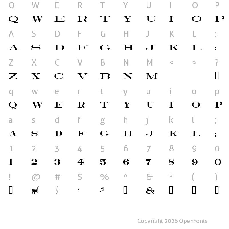 Character Map of RailroadRoman Regular