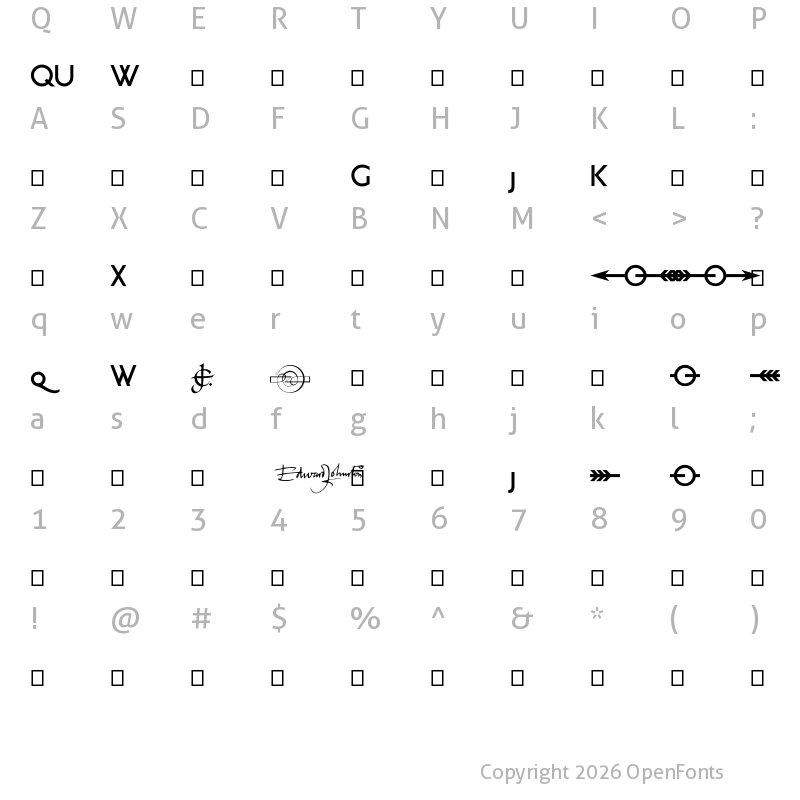 Character Map of Railway RegularAlternate