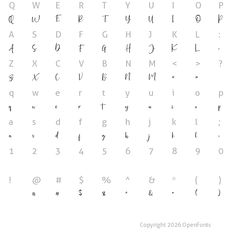 Character Map of Rain Island Regular