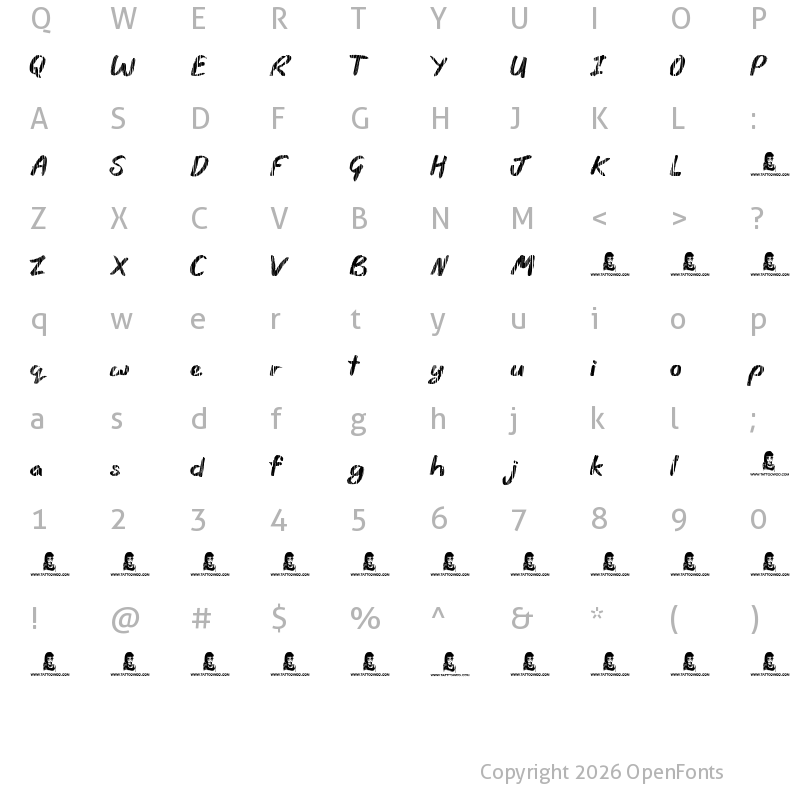 Character Map of Rain Shower Regular