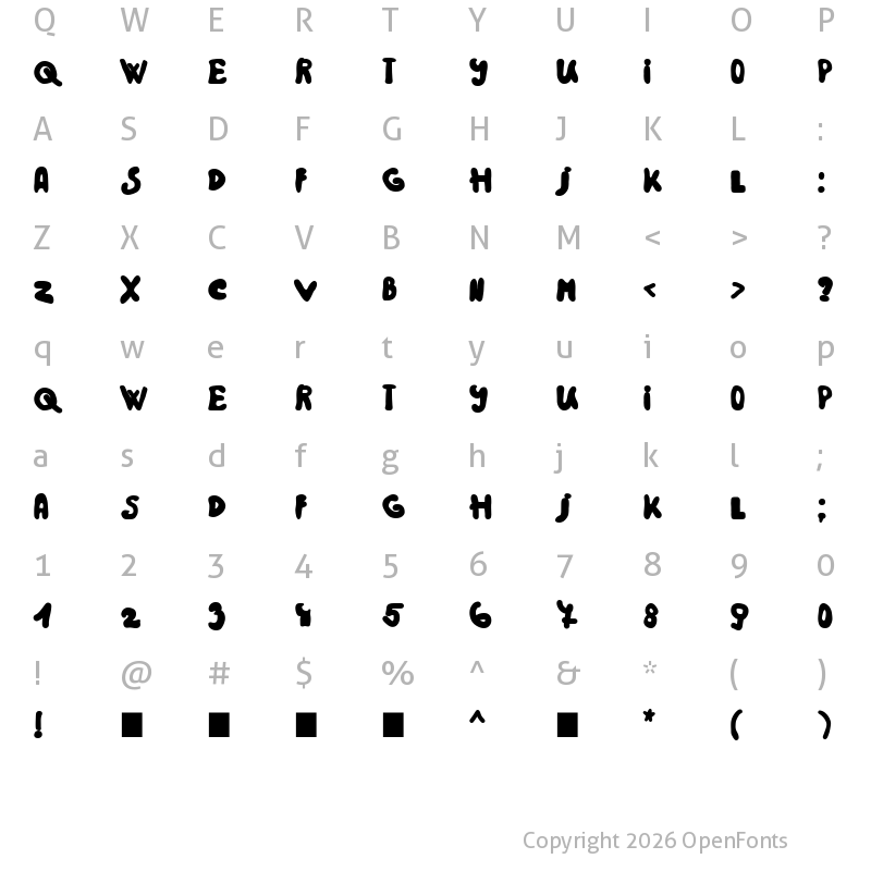 Character Map of Rainbow 2000 Bold