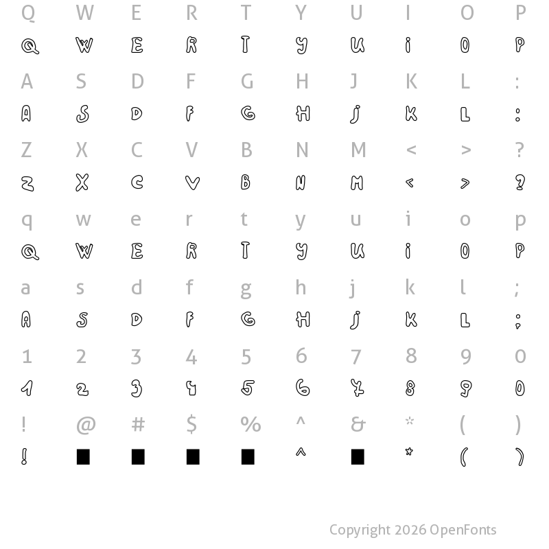 Character Map of Rainbow 2000 Regular