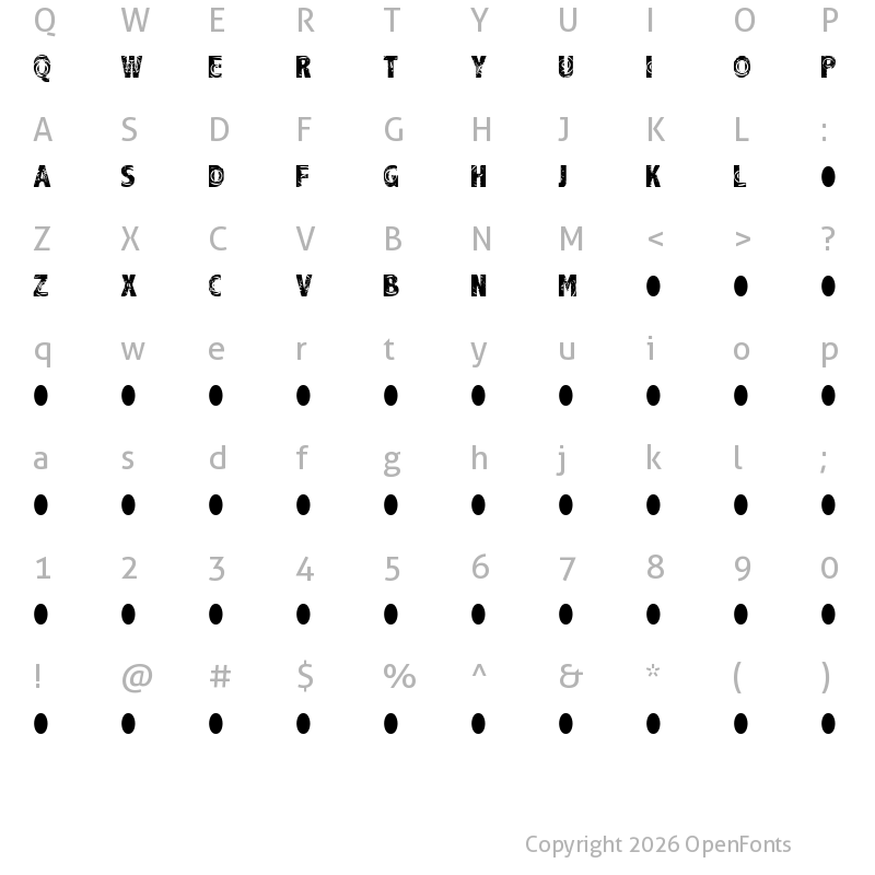 Character Map of Raindrop Splash Regular