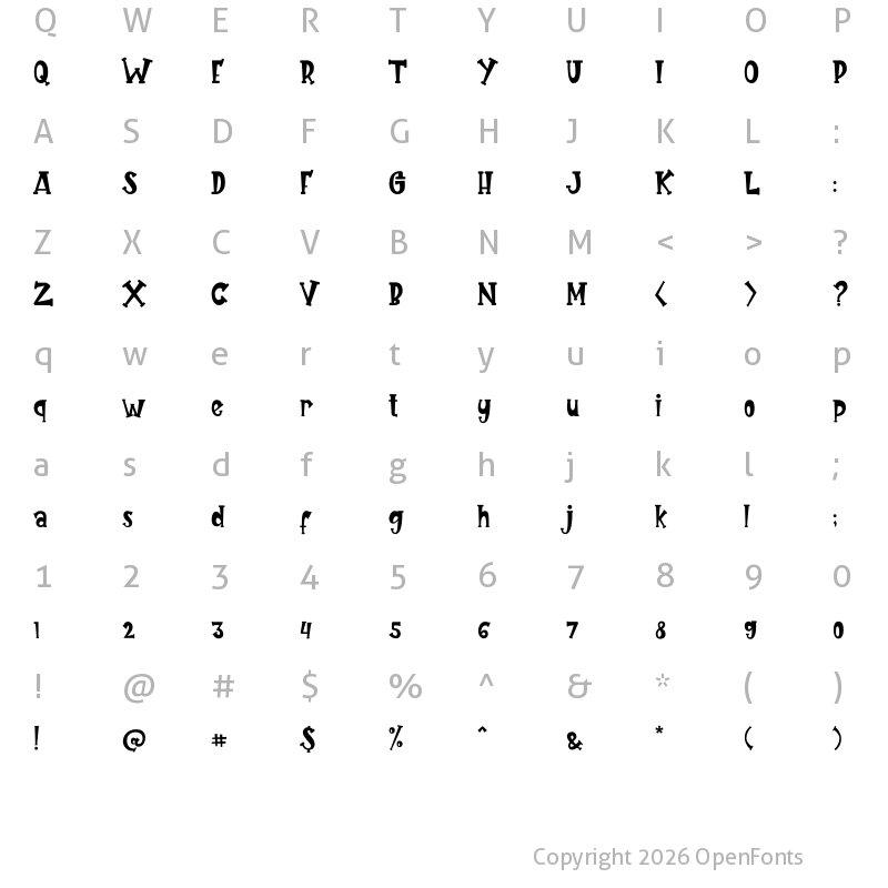 Character Map of Rainies Regular
