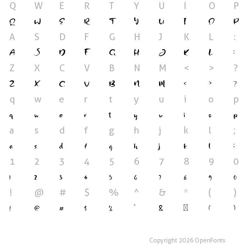 Character Map of Rainly Regular