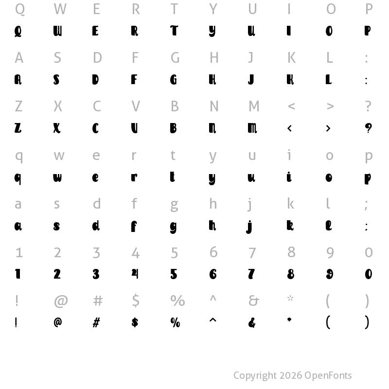 Character Map of Raintage Regular