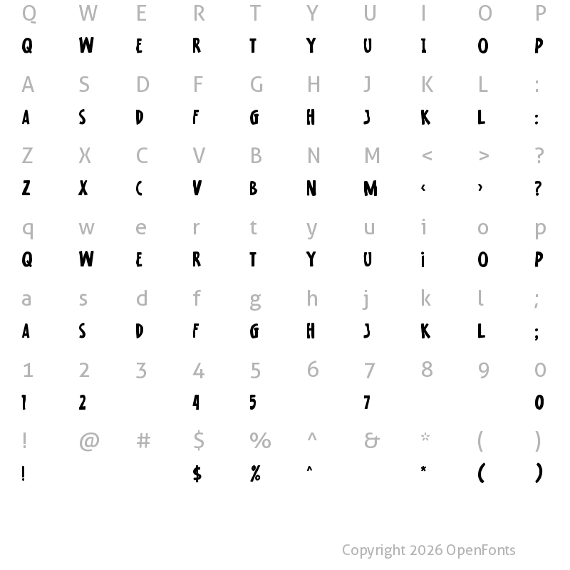 Character Map of Raisin Muffin Regular