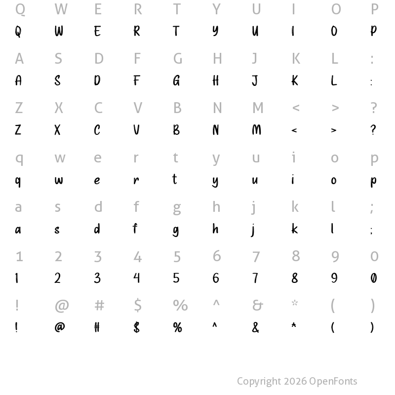 Character Map of Raisin Topping Regular