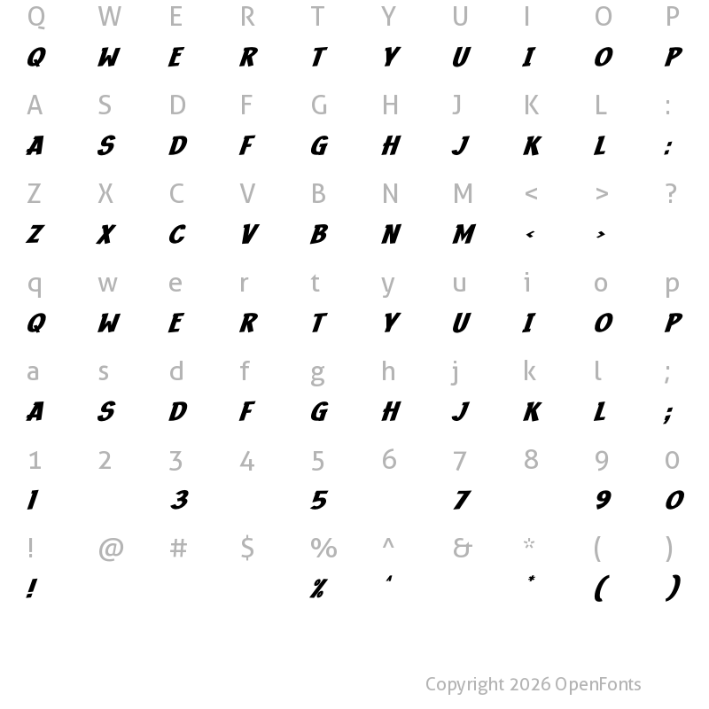 Character Map of Raisin Up Regular