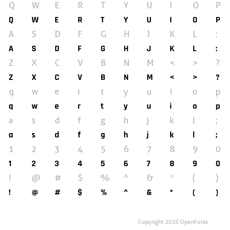 Character Map of Rajdhani Bold