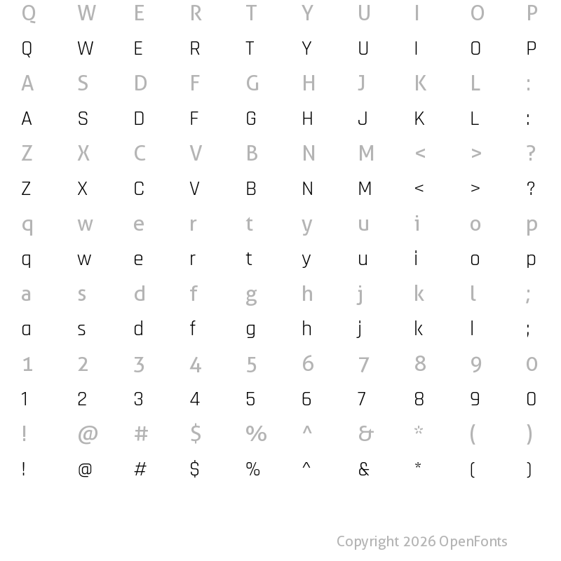 Character Map of Rajdhani Regular