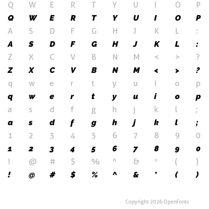 Character Map of Raleway Black Italic