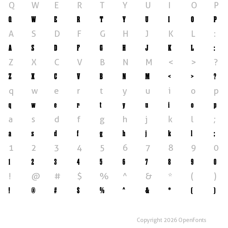 Character Map of Rama Slab M Heavy