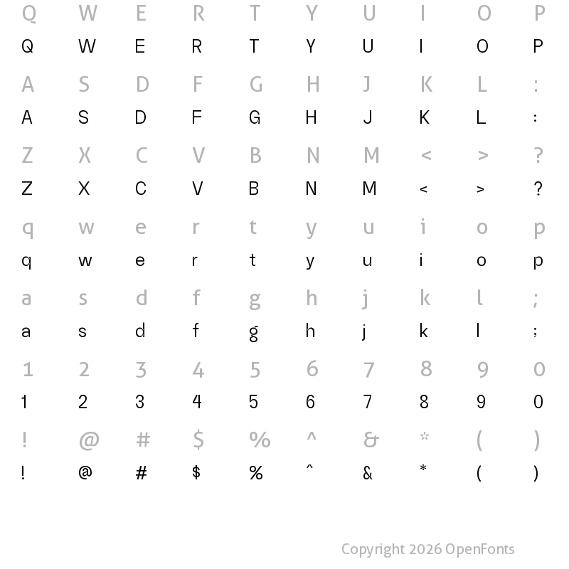 Character Map of Random Grotesque Slim SlimRegular