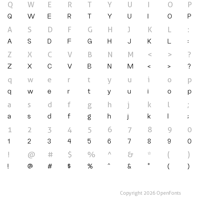 Character Map of Random Grotesque Standard Book StandardBook