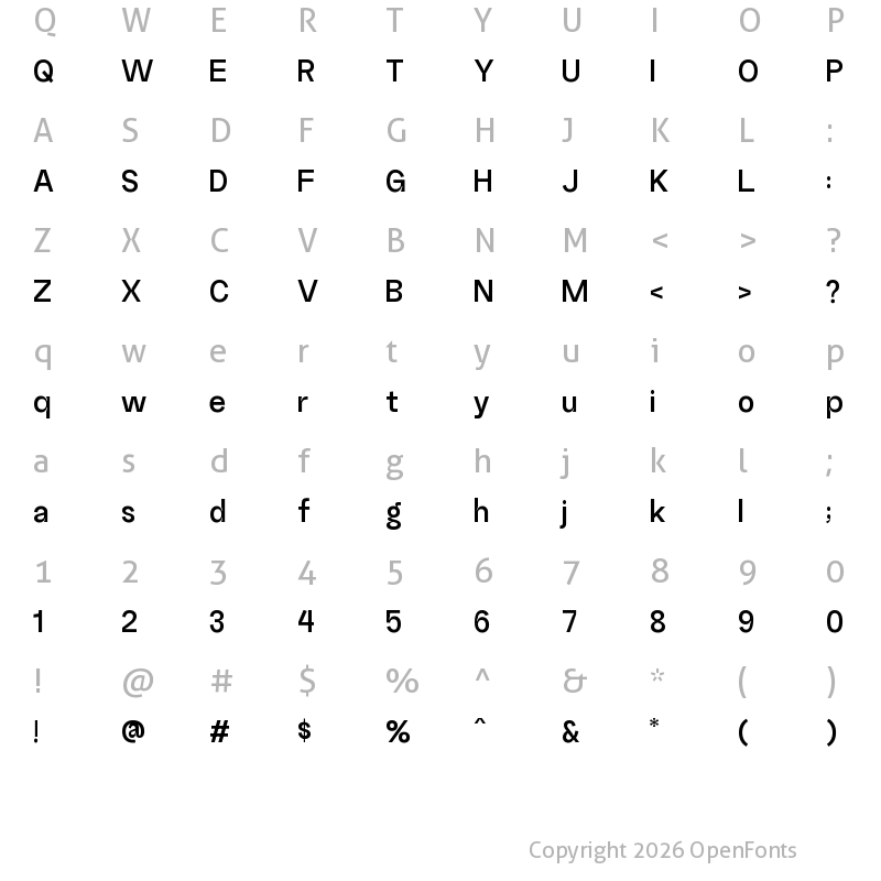 Character Map of Random Grotesque Standard Semibold StandardSemibold