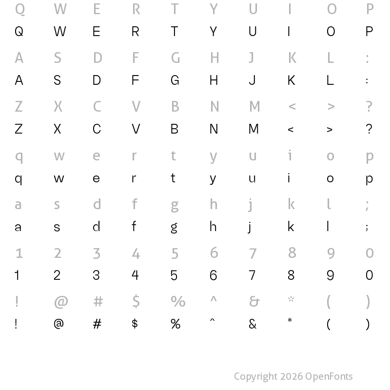 Character Map of Random Grotesque Standard StandardRegular