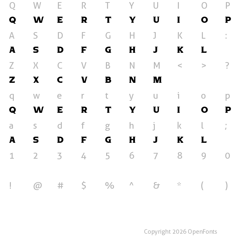 Character Map of Random XIII Bold