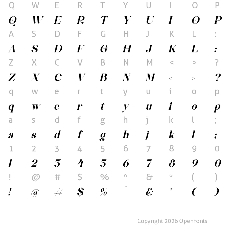 Character Map of Ranfgih Italic