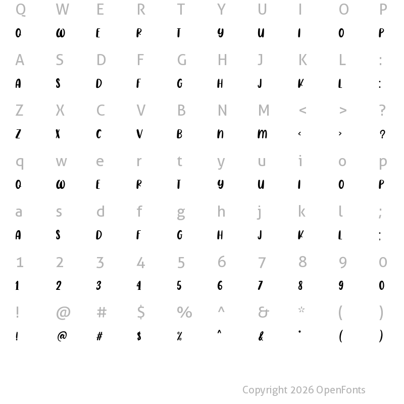 Character Map of Range Orange Regular