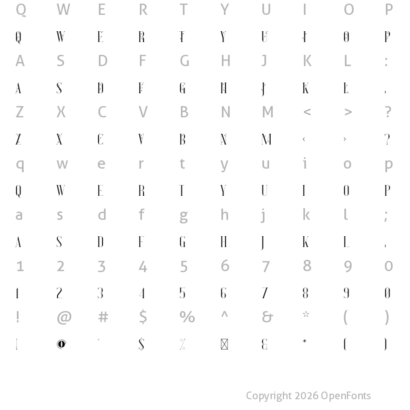 Character Map of Rani Regular