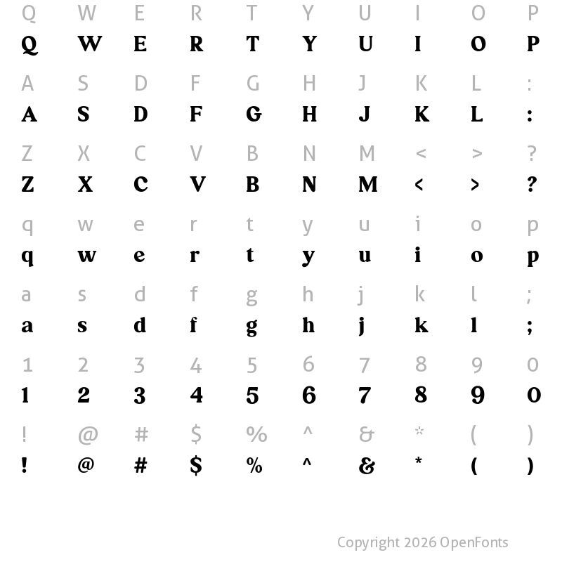 Character Map of Ranille Normal