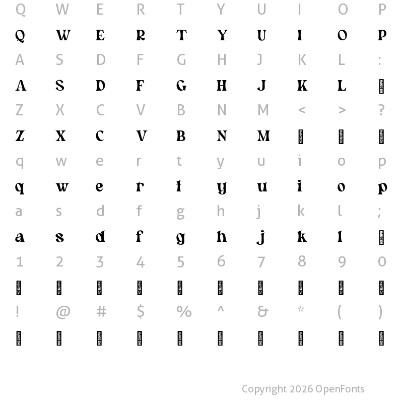 Character Map of Rantys Free Regular