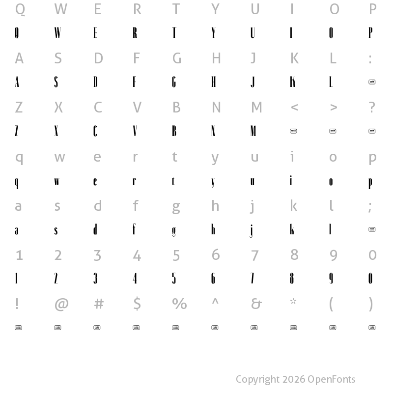 Character Map of Ranvely Free Trial Regular