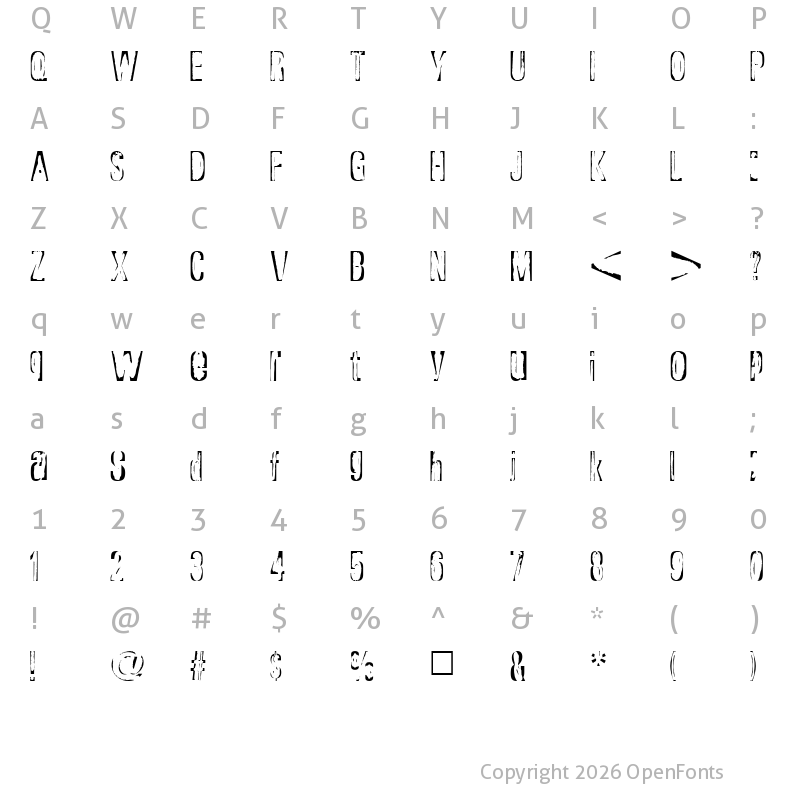 Character Map of Rapture Regular