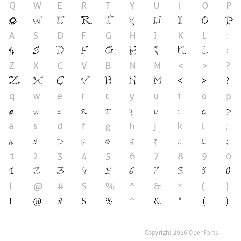 Character Map of Raslani Horrorz Regular