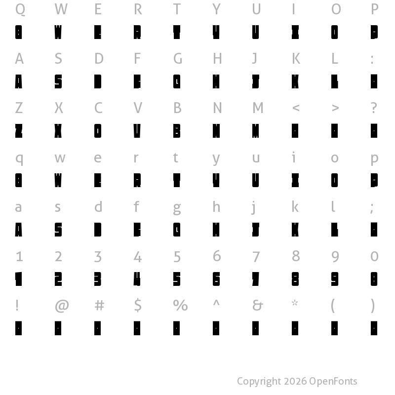 Character Map of Rasterquan Condensed Heavy