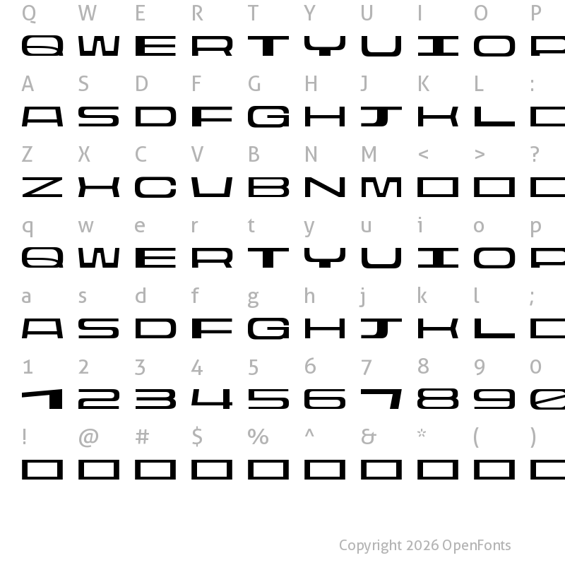 Character Map of Rasterquan Expanded Light