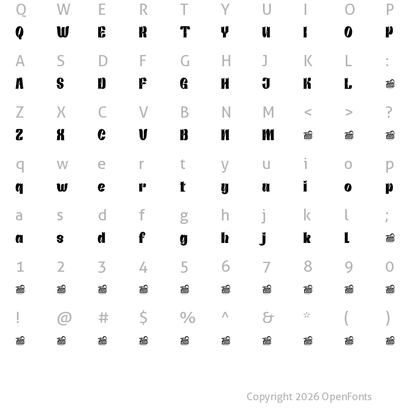 Character Map of Rastiku Regular