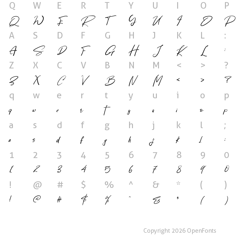Character Map of Rastin Smith Regular