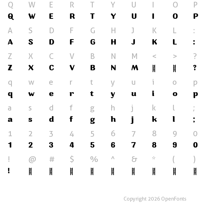 Character Map of Ratox Regular