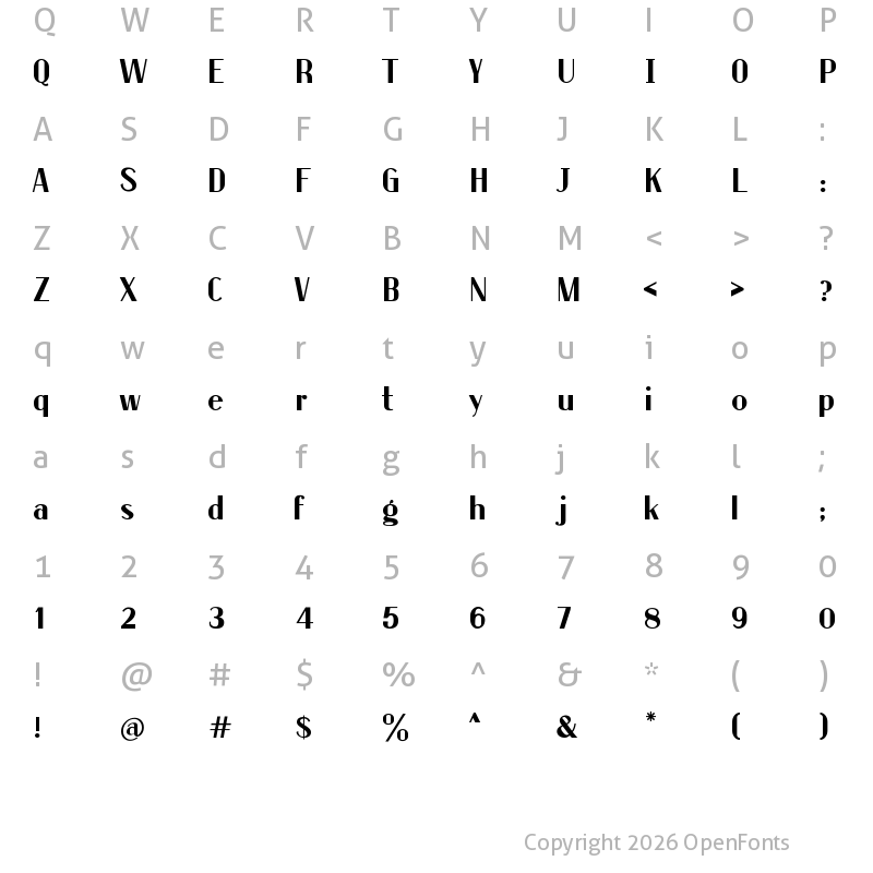 Character Map of Raung Rivs Regular