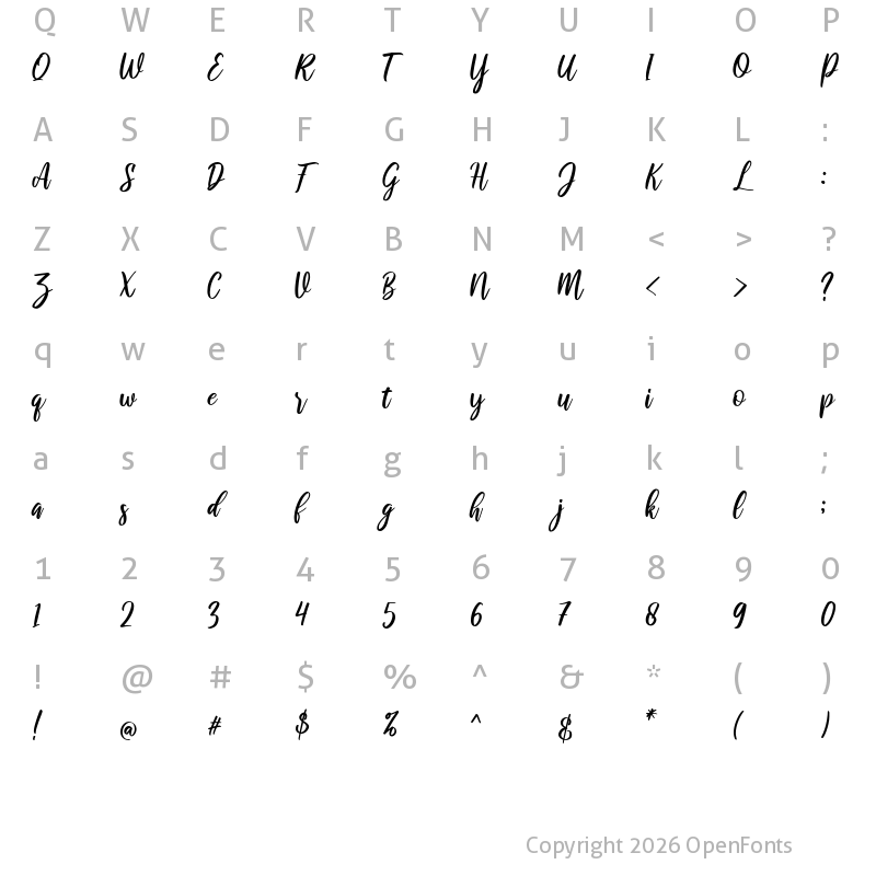 Character Map of raustila Regular