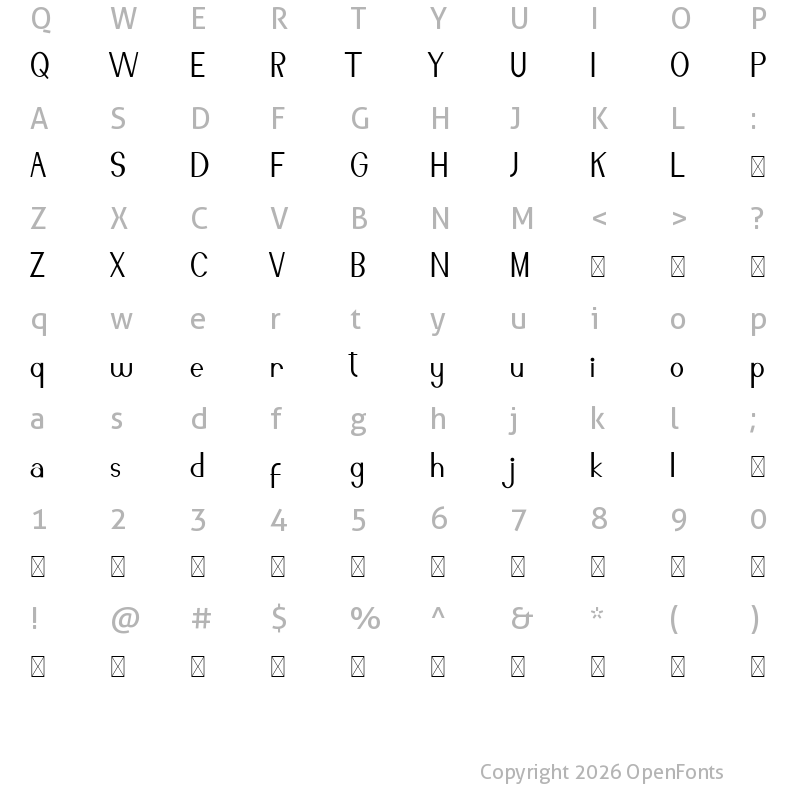 Character Map of Ravenously Demo Regular