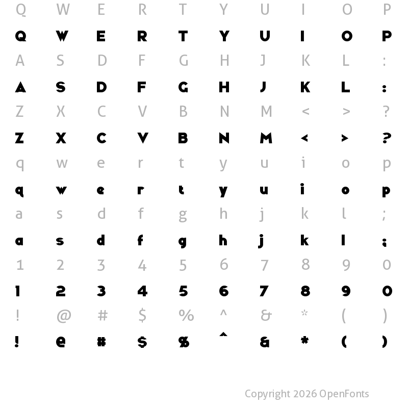 Character Map of Ravenwood Regular