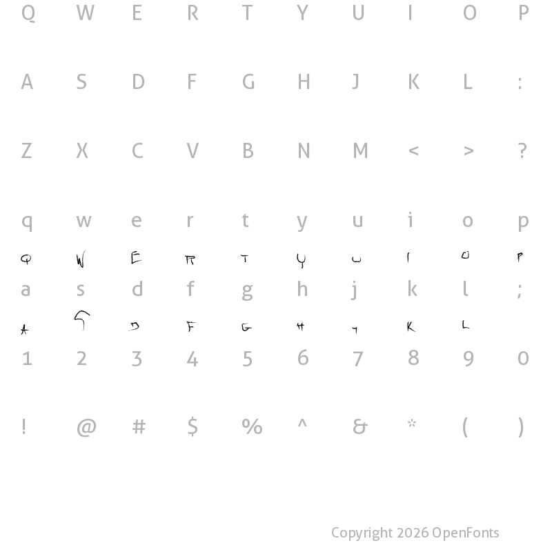 Character Map of raw Regular