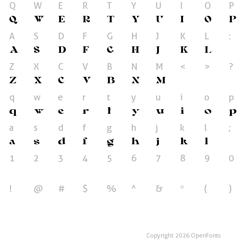 Character Map of Rayken Free Regular