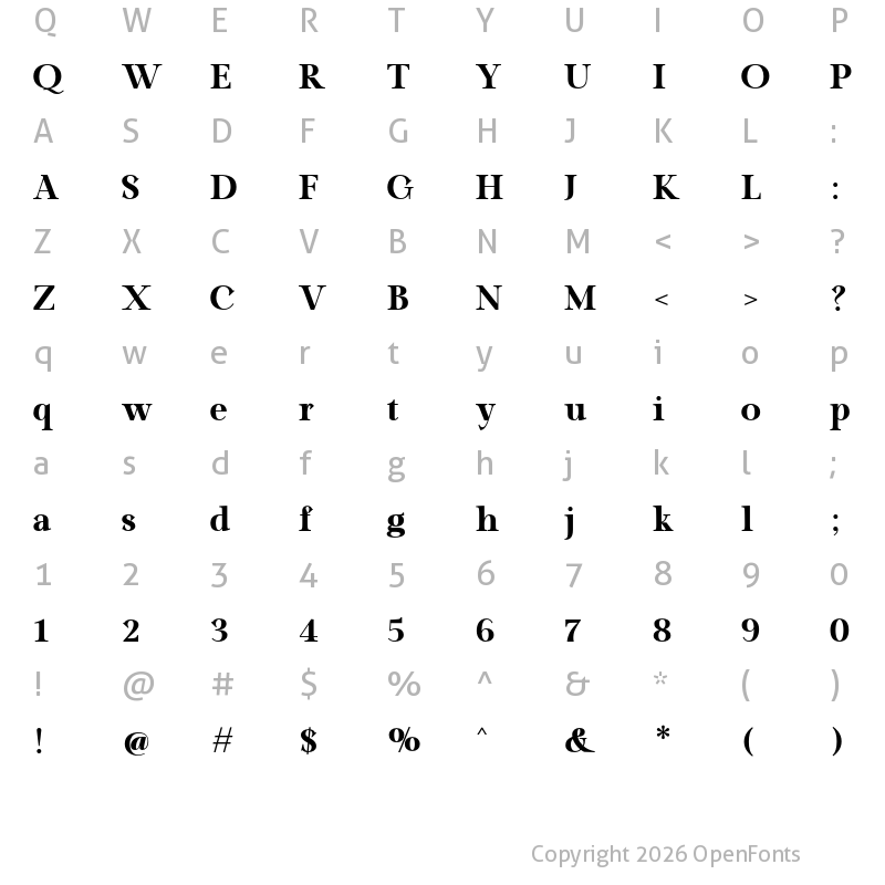 Character Map of Raylig Semibold