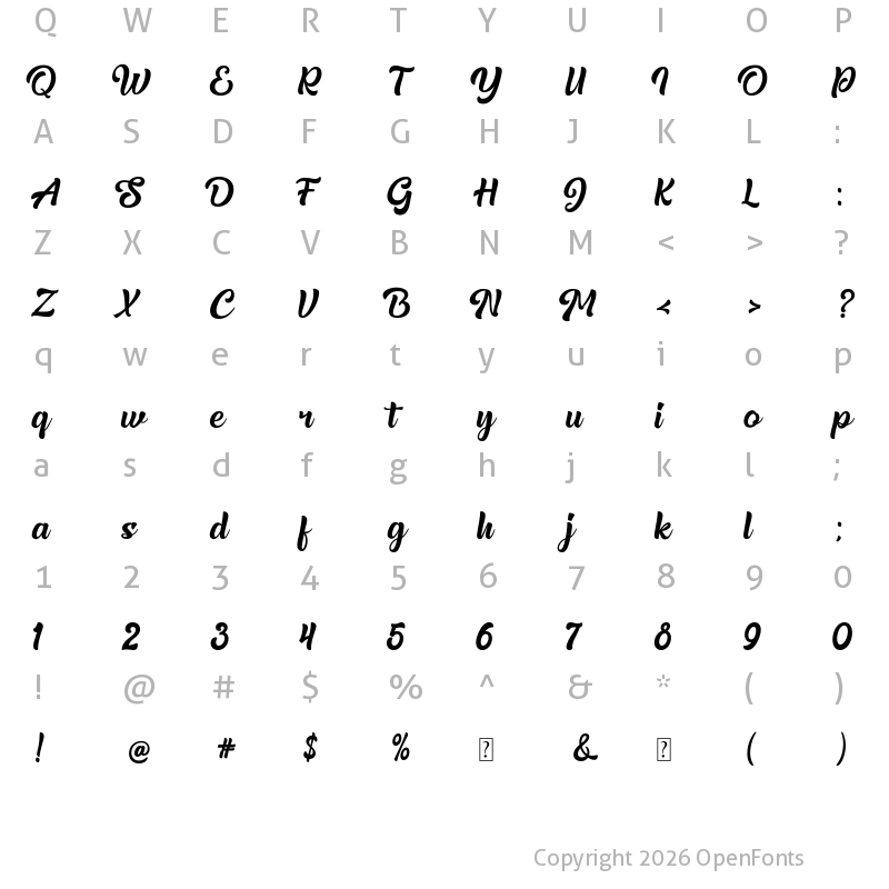Character Map of Realistica Demo Regular